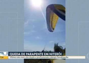 Mulher cai de parapente durante voo duplo em Niterói e instrutores cobram fiscalização da atividade