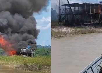 Órgãos ambientais destrói pelo menos duas dragas no garimpo Bom Jardim, em Itaituba