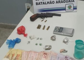 polícia militar apreende drogas e armas de fogo na cidade de aragarças.