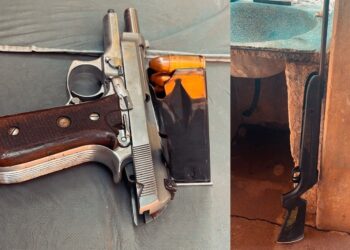 ação conjunta entre PMMT E PMGO prende 02 armas de fogo em Pontal do araguaia.