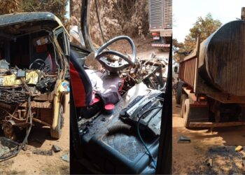Micro-ônibus colide na traseira de caminhão tanque na BR-230
