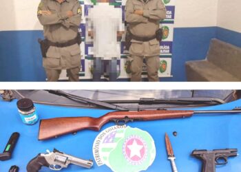 Polícia militar do 47° Batalhão apreende armas de fogo e prende indivíduo por violência doméstica na cidade de Piranhas- GO.