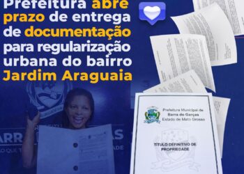 Prefeitura abre prazo de entrega de documentação para regularização urbana do bairro Jardim Araguaia.
