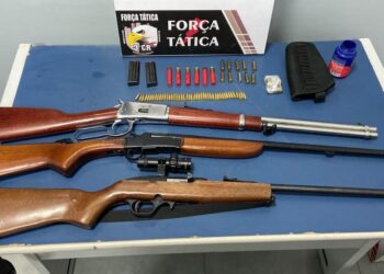 Suspeito é preso em flagrante pela Força Tática por porte ilegal de armas de fogo em Sinop