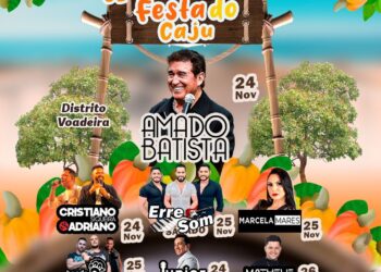 Abertura da 32ª Festa do Caju terá show nacional do cantor Amado Batista.