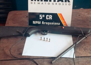 Suspeito de agredir mulher é preso em araguaiana com arma de fogo.