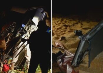 Vdeo mostra viatura e carreta destrudas aps mortes de 4 PMs