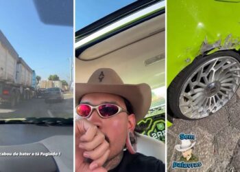 DJ Jiraya Uai denuncia que caminhoneiro bateu no carro dele e fugiu; veja estrago | Goiás