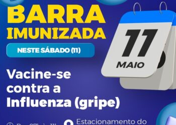 Prefeitura realiza vacinação contra a gripe no estacionamento do supermercado Nilo, neste sábado (11)