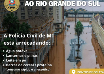 Polícia Civil arrecada donativos para vítimas de enchentes no RS.