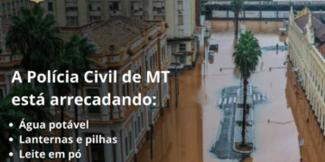 Polícia Civil arrecada donativos para vítimas de enchentes no RS.