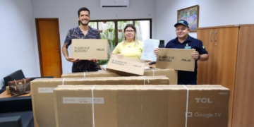 Prefeitura recebe noteboobks e televisores do Ministério Público de MT para videomonitoramento da cidade.
