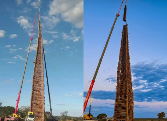 Cidade de MT tenta fazer maior fogueira do Brasil e