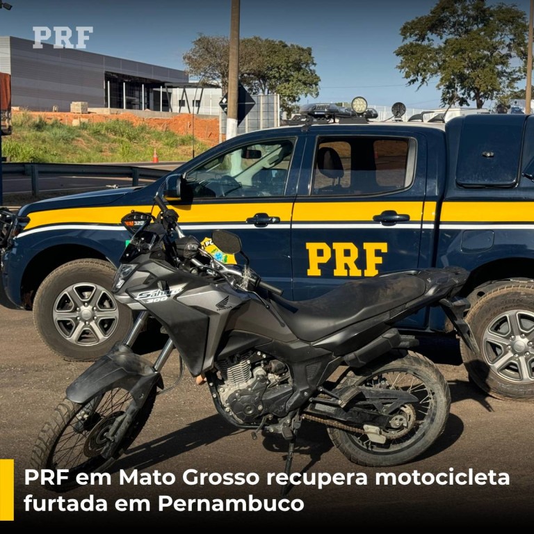 PRF em Mato Grosso recupera motocicleta furtada em Pernambuco