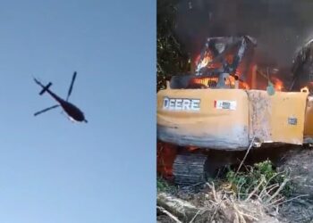 Operação de órgãos ambientais deixa diversas máquinas destruídas no garimpo do Rato, em Itaituba