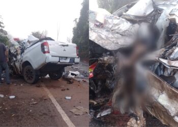 Acidente fatal entre carreta e caminhonete na BR-163