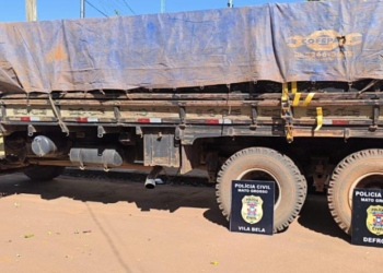 Polícia Civil prende três por transporte ilegal de madeira e tráfico de drogas na região de fronteira.