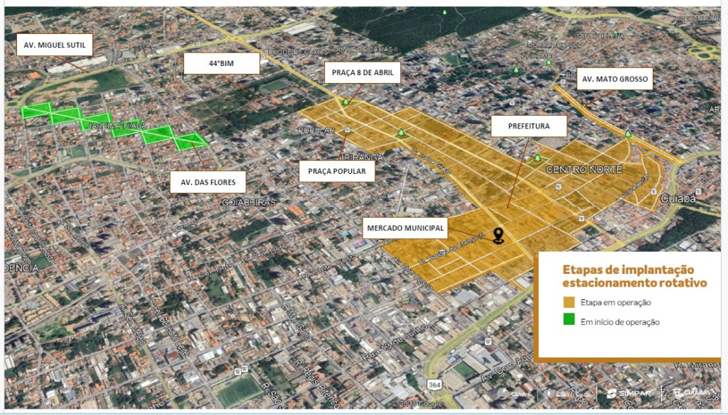 Etapas de implantaï¿½ï¿½o do estacionamento rotativo em Cuiabï¿½