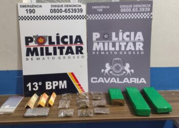 Cavalaria da PM prende dois por tráfico e apreende porções e tabletes de maconha em Lucas do Rio Verde