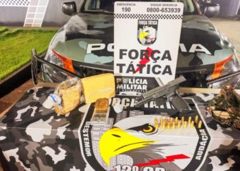 Polícia Militar prende dois faccionados com arma de fogo e porções de maconha