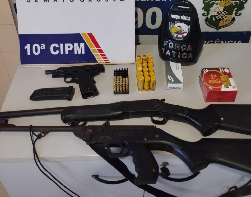 Força Tática apreende armas e munições em propriedade rural em