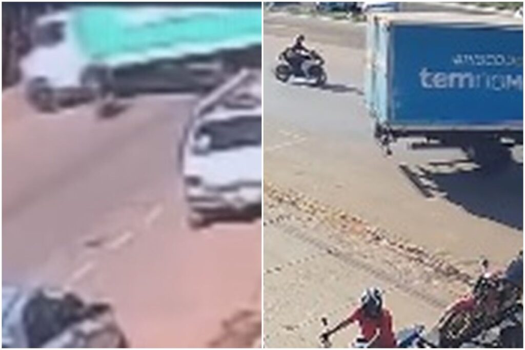 Motociclista fica ferido após parar embaixo de caminhão em MT