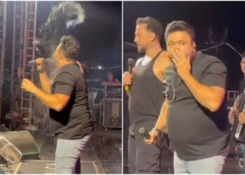 Cantor de forró é atingido por lata em show e fica com o rosto sangrando | RDNEWS