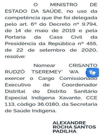 Crisanto nomeação