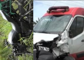 Jovem morre após colisão frontal entre moto e ambulância na Bahia