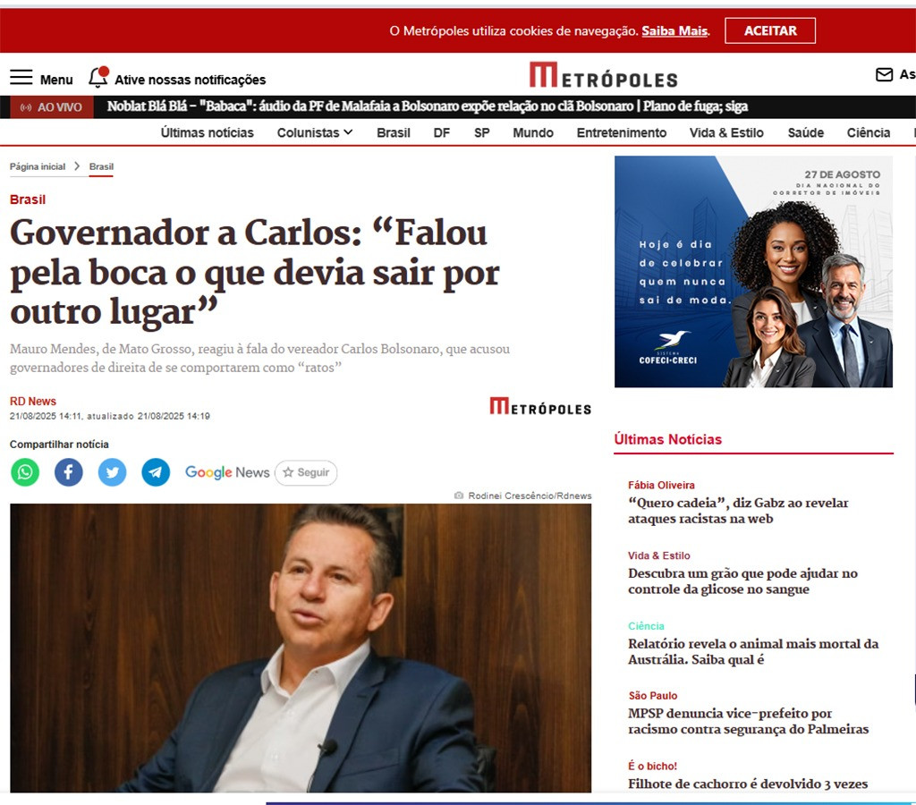 Repercussï¿½o fala de Mauro para Carlos Bolsonaro - Metrï¿½poles