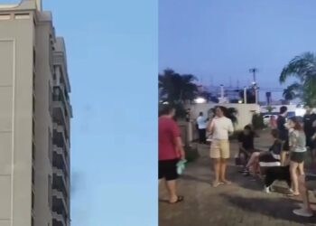 Vídeos mostram fumaça preta e evacuação de prédio em Cuiabá