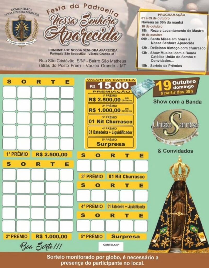 Festa da Padroeira Nossa Senhora Aparecida promete dois dias de