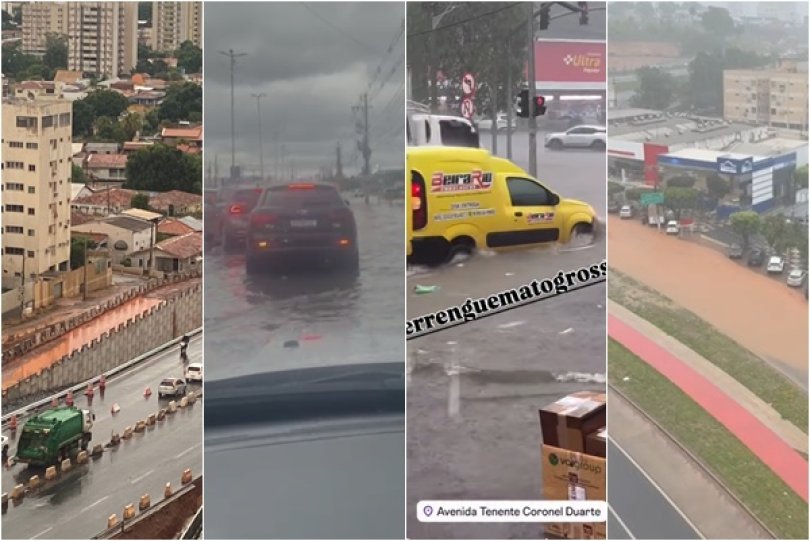 Chuva alaga avenidas de Cuiab; obra do BRT no CPA vira ‘mar de lama’ | FOLHAMAX