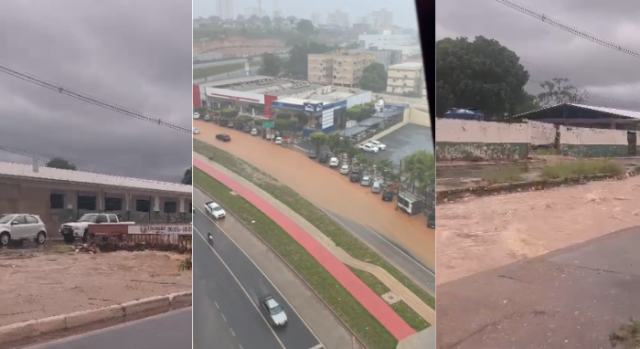 Temporal em Cuiabá deixa ruas alagadas e causa estragos em policlínica; vídeos | RDNEWS
