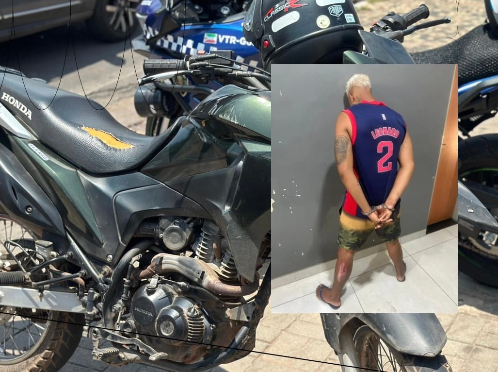 Foi brincar na frente da viatura… mas esqueceu que estava de moto roubada