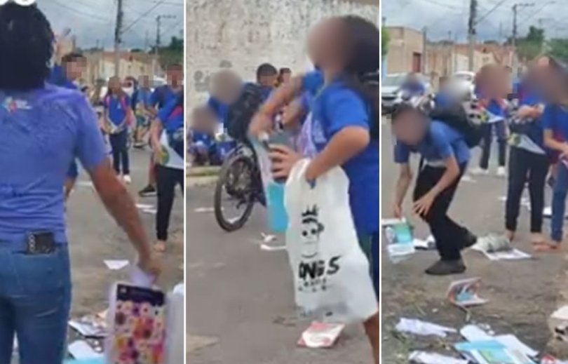 Estudantes rasgam livros para comemorar fim de ano em Cuiab | FOLHAMAX