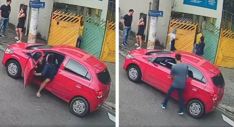 Bandido rouba carro com beb de 2 meses dentro; veja vdeo | FOLHAMAX