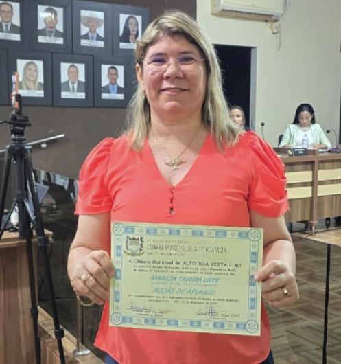 Câmara de Alto Boa Vista concede Moção de Aplausos à ex-prefeita Janailza Taveira pelos serviços prestados no Araguaia