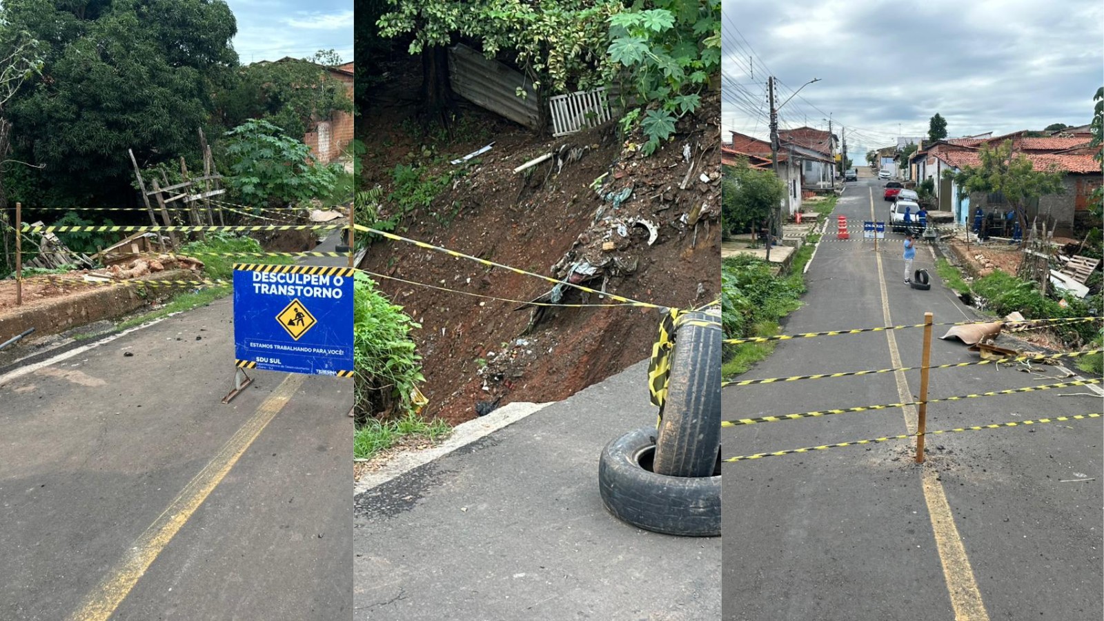 Rua é interditada por erosão em Teresina; obra deve durar 20 dias