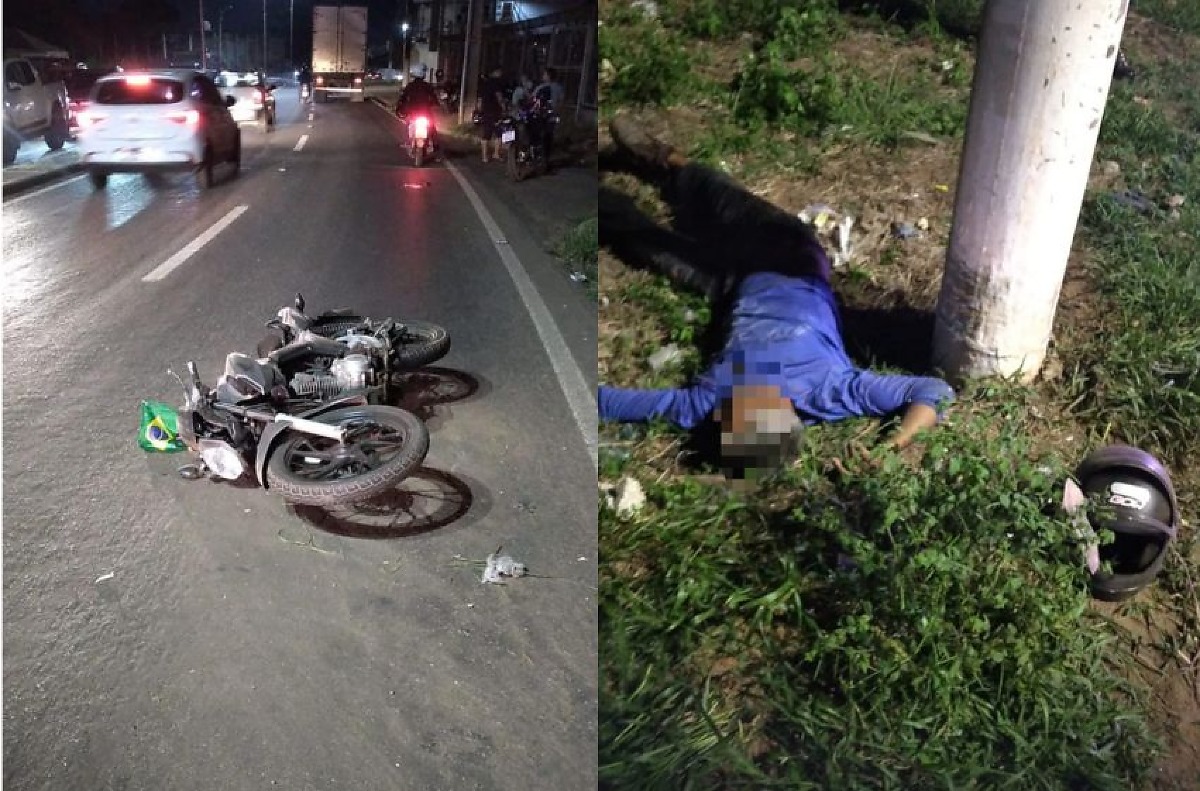Motociclista perde o controle e bate de frente contra poste em avenida de VG | Rdnews